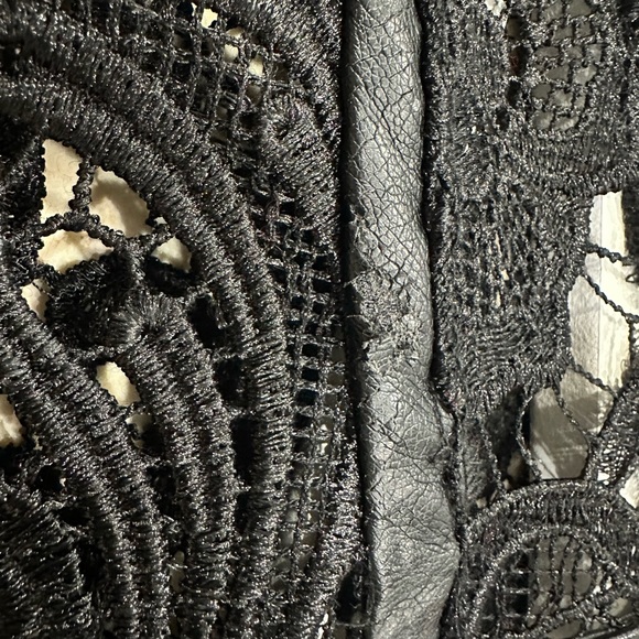 INC Faux Leather Trimmed Lace Moto Jacket. - Picture 8 of 8